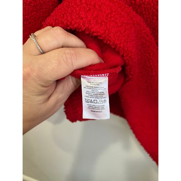 LOFT Red Fleece Pullover Cozy Casual Valentine Winter Top Size XL - Picture 5 of 8